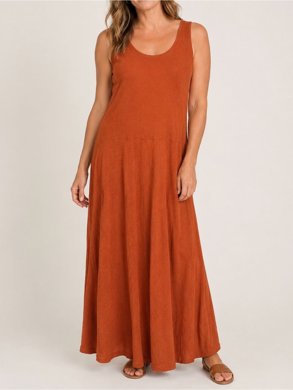 GUDRUN SJODEN Orange Sleeveless Midi Dress